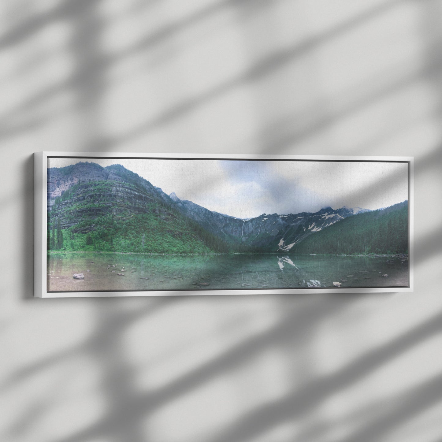 Glacier National Park Lake Panoramic Framed Canvas