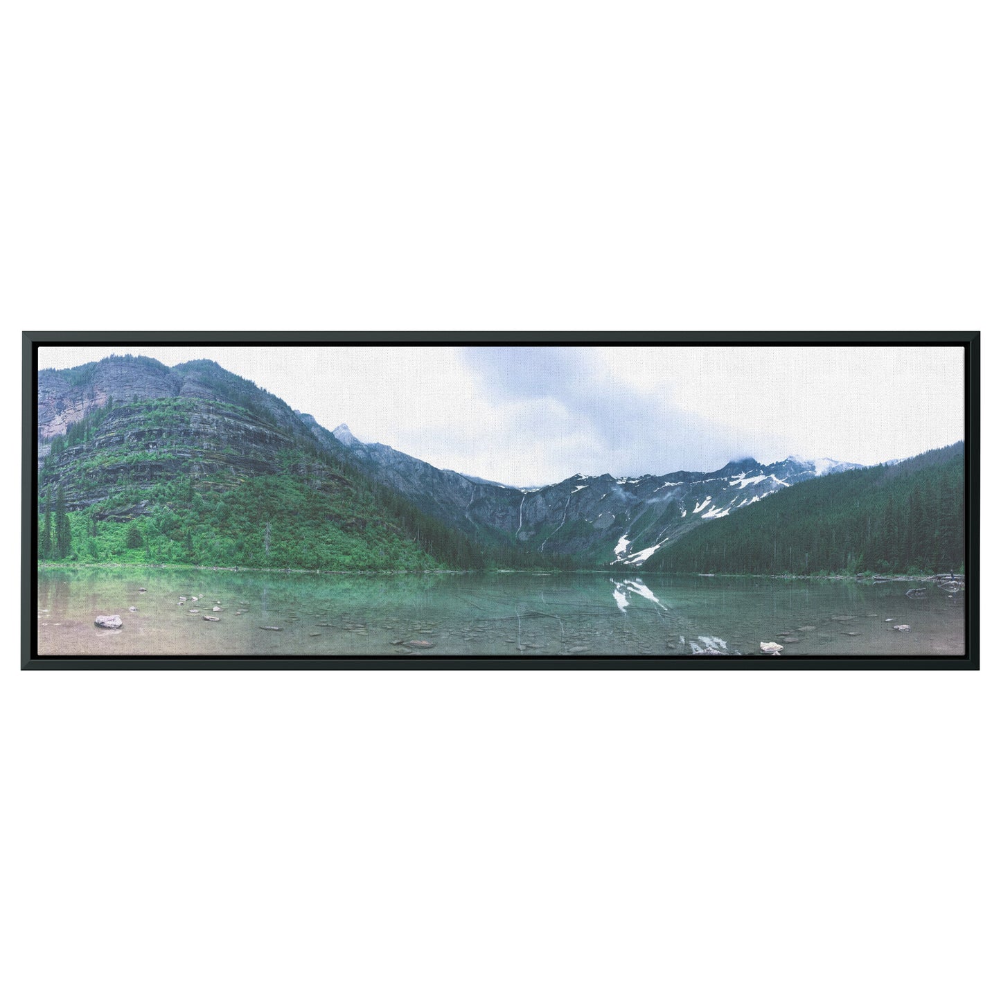 Glacier National Park Lake Panoramic Framed Canvas