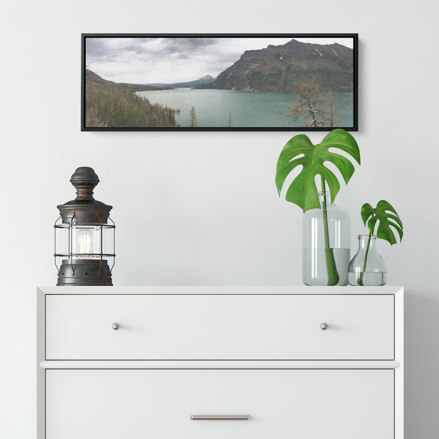 Glacier National Park Panoramic Framed Canvas