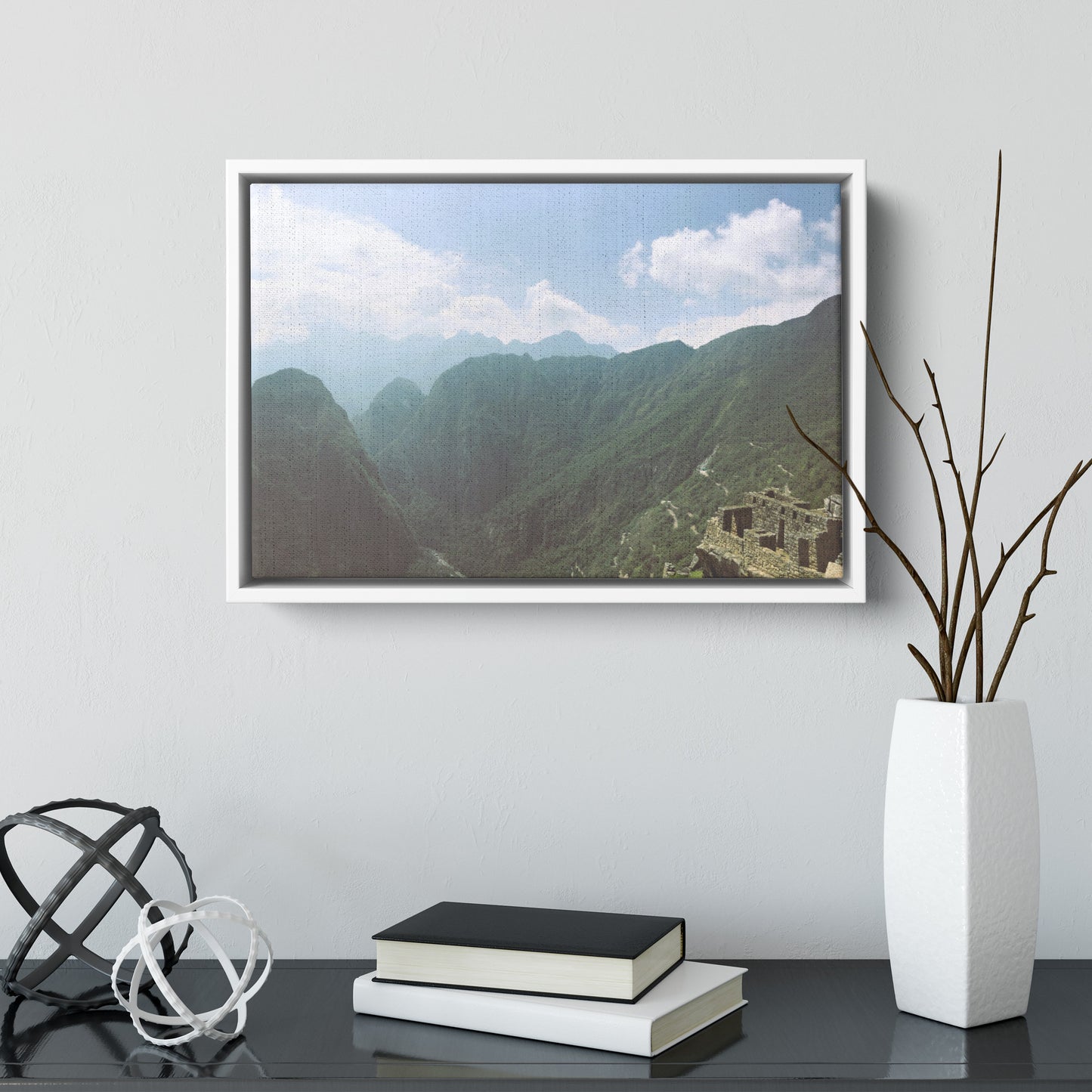 Machu Picchu View Framed Canvas