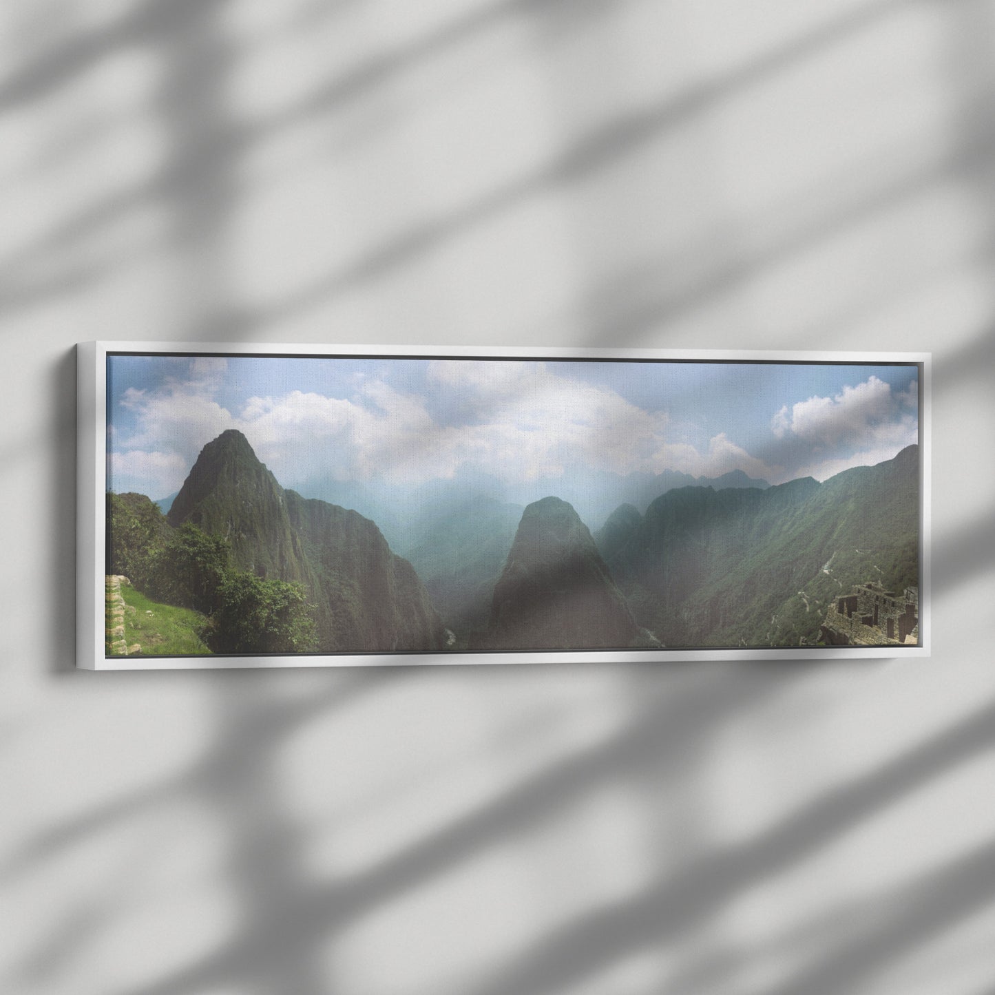 Machu Picchu View Panoramic Framed Canvas
