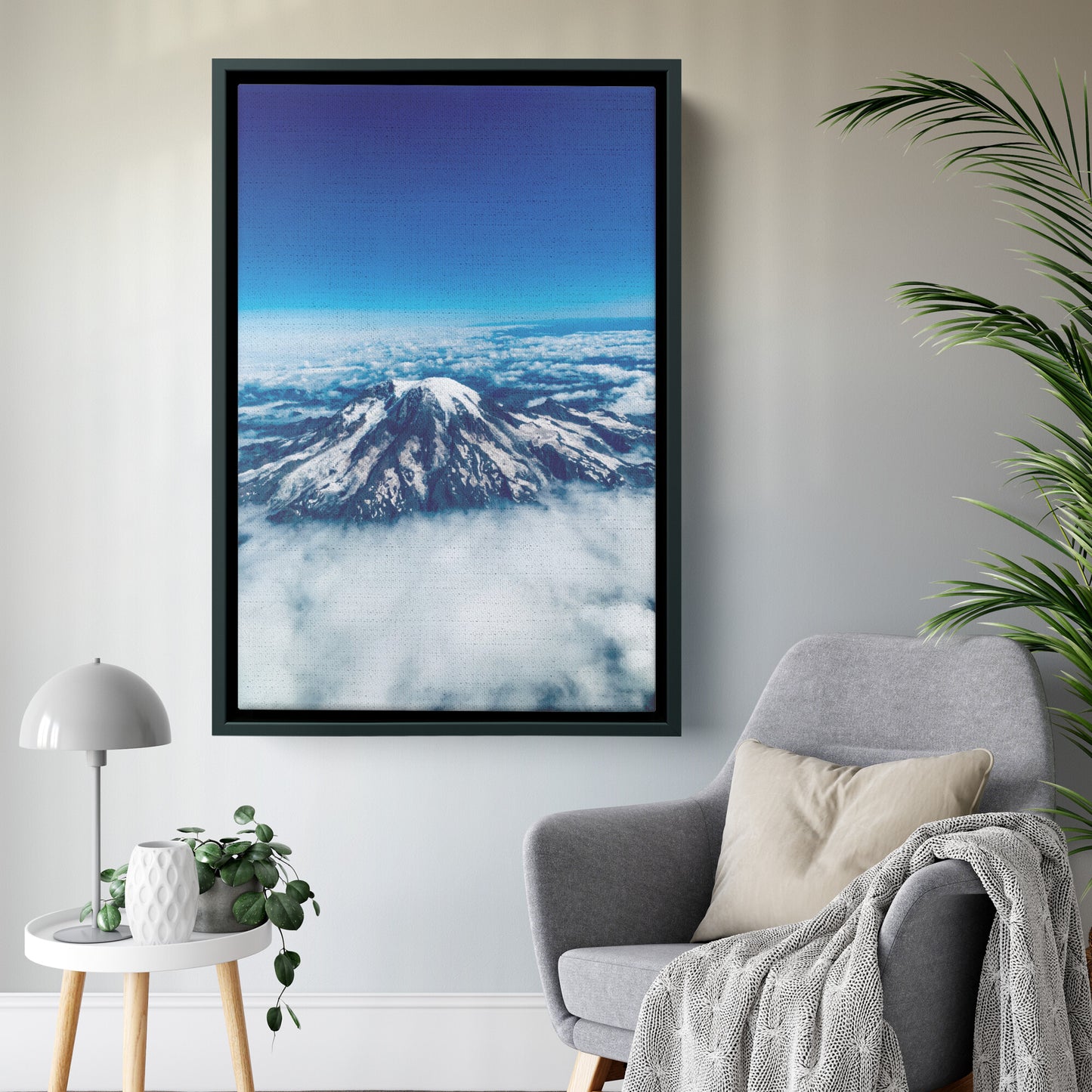 Mount Rainier Aerial Framed Canvas-Framed Canvas Wall Art