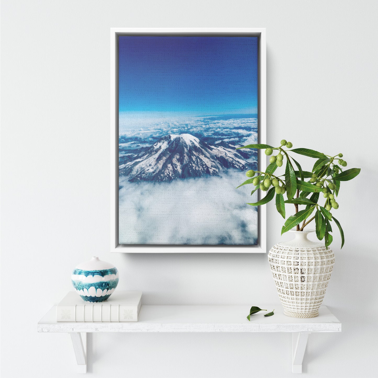 Mount Rainier Aerial Framed Canvas-Framed Canvas Wall Art
