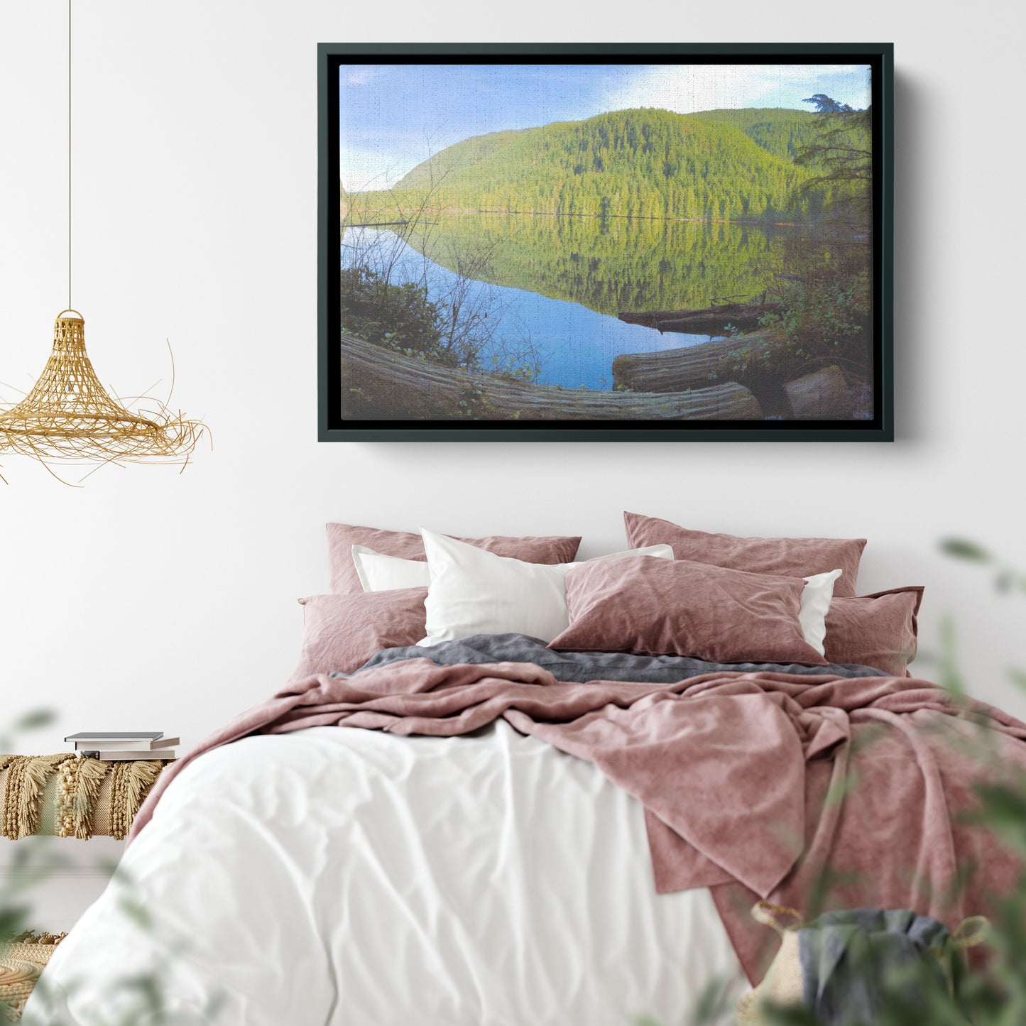Wallace Falls Lake Framed Canvas