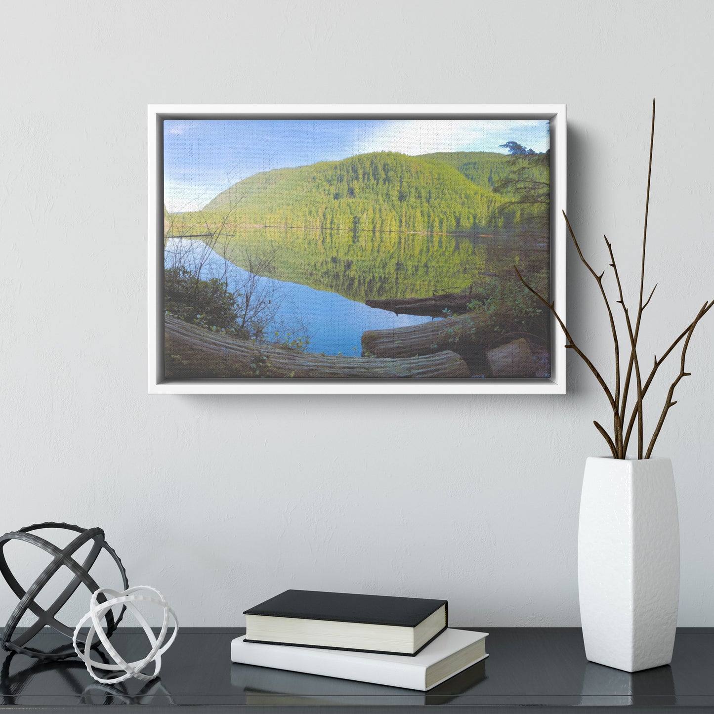 Wallace Falls Lake Framed Canvas