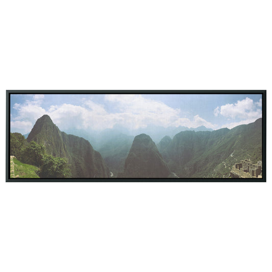 Machu Picchu View Panoramic Framed Canvas
