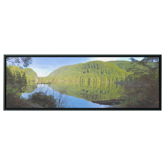 Wallace Falls Lake Panoramic Framed Canvas